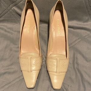 Cole Haan Cara Kitten Heel Leather Pumps with Laser Cut Detail Size 8